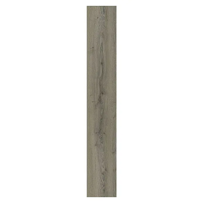 Laminado Roble Gris - 1.200 x 196 x 8 mm, Roble Gris, AC5 - Tabla de madera con un distintivo grano en tonos marrones. Este diseño natural es ideal para interiores modernos y rústicos.