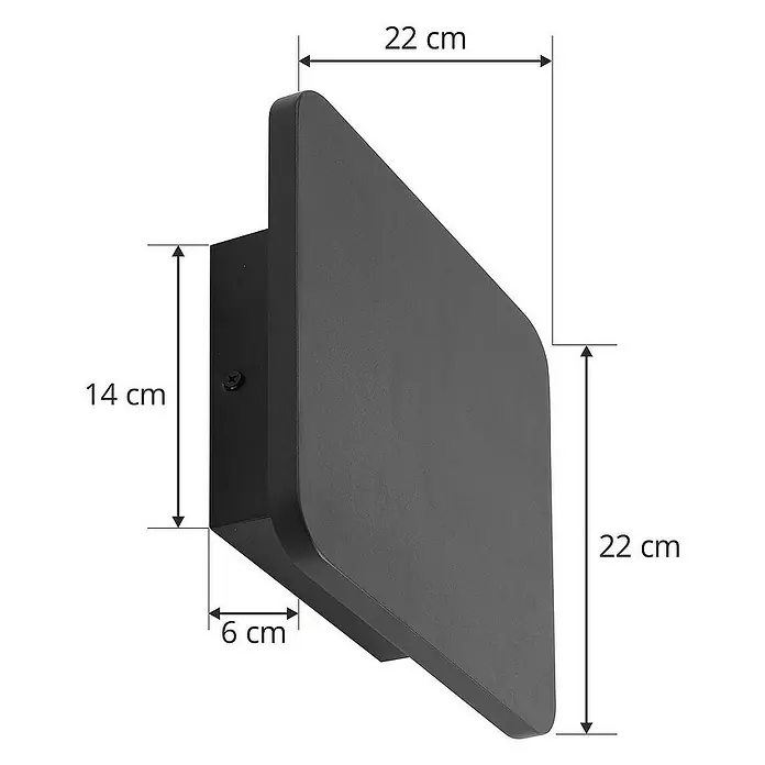 Lucande Wandleuchte Elrik - L x B x H: 6 x 22 x 22 cm, schwarz
