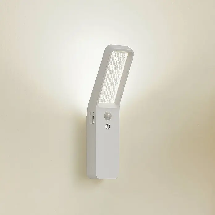 Lindby Wandleuchte Taska - L x B x H: 2,8 x 4 x 18 cm, weiß / opal, weiß / opal