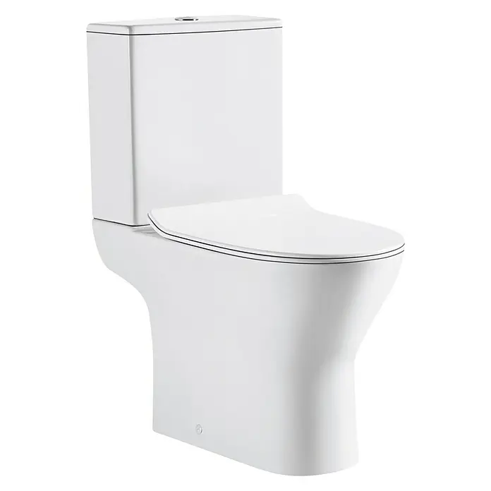 Pack de WC Setúbal - Sin borde de descarga, Salida dual, Blanco - Elegante inodoro moderno en blanco. Su diseño elegante y líneas limpias lo convierten en un punto focal en cualquier baño.