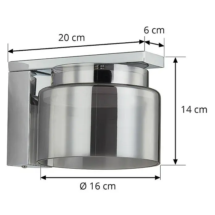 Lucande Wandleuchte Diano - L x B x H: 16 x 16 x 14 cm, alu / grau / zink, 2GX53
