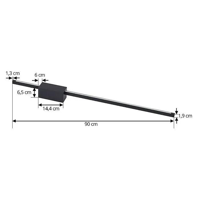 Lucande Wandleuchte Skalia - L x B x H: 6,5 x 90 x 6 cm, schwarz