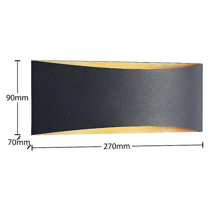 Arcchio Wandleuchte Jelle - L x B x H: 7 x 27 x 9 cm, schwarz, schwarz