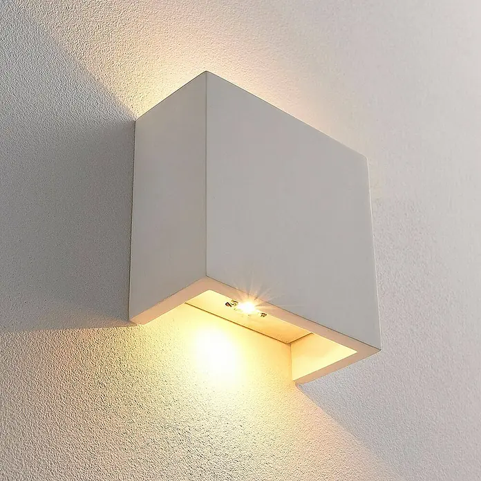 Lindby Wandleuchte Anneke - L x B x H: 6 x 12,5 x 12,5 cm, weiß / opal