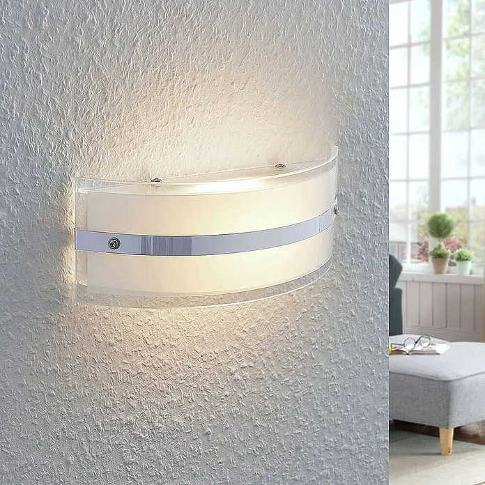 Lindby Wandleuchte Zinka - L x B x H: 7,5 x 25 x 10 cm, weiß / opal