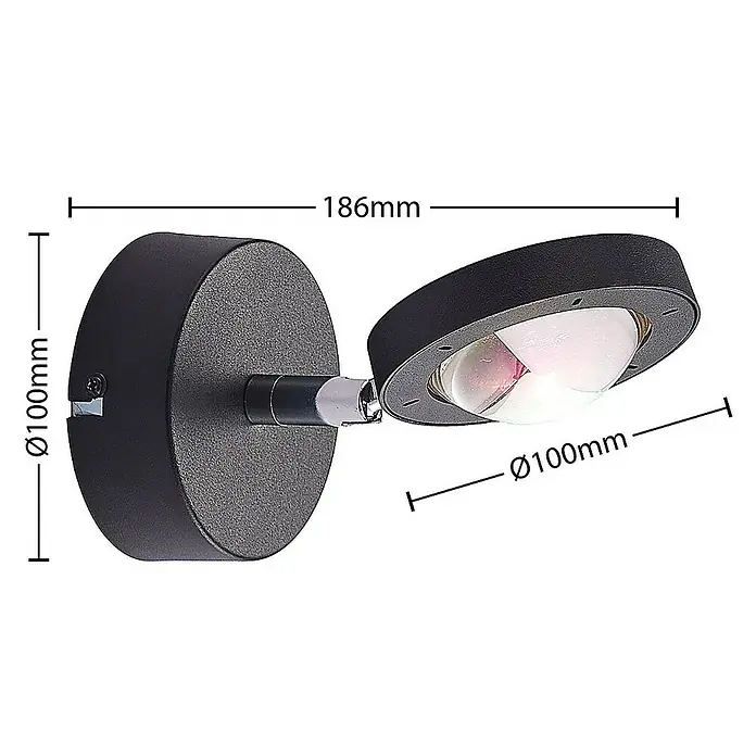 Lindby Wandleuchte Edonita - L x B x H: 18,6 x 10 x 10 cm, schwarz, schwarz
