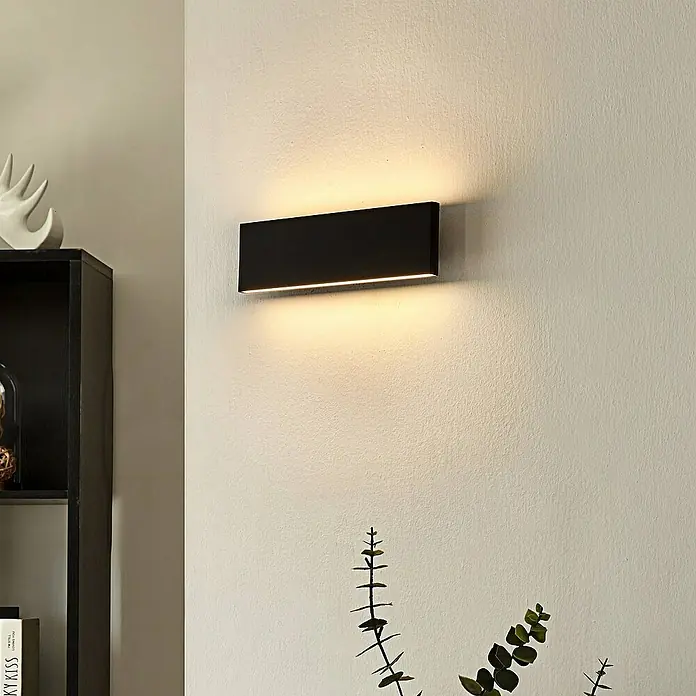 Lindby Wandleuchte Ignazia - L x B x H: 4,5 x 28 x 8 cm, schwarz, schwarz