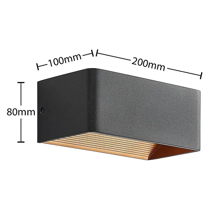 Arcchio Wandleuchte Karam - L x B x H: 10 x 20 x 8 cm, schwarz, schwarz