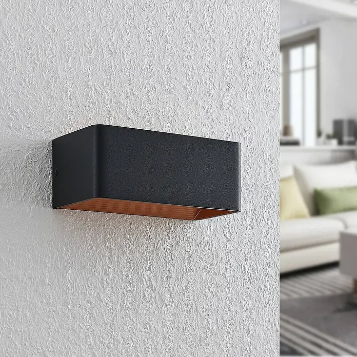 Arcchio Wandleuchte Karam - L x B x H: 10 x 20 x 8 cm, schwarz, schwarz