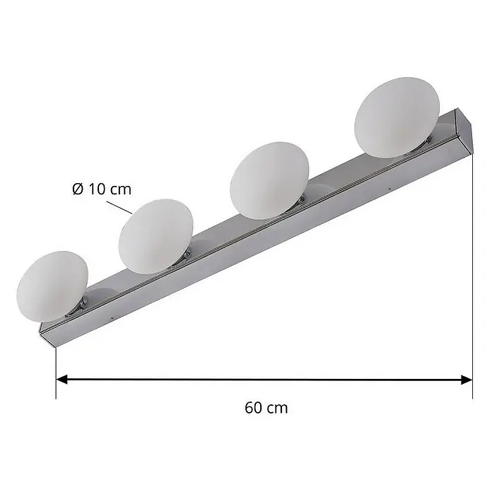 Lucande Wandleuchte Myrra - L x B x H: 10 x 60 x 10 cm, chrom / silber, weiß / opal