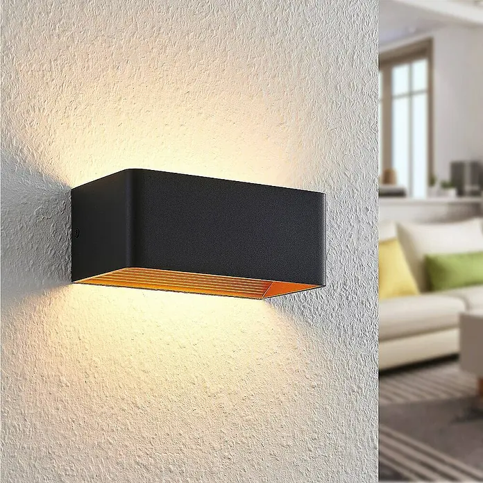 Arcchio Wandleuchte Karam - L x B x H: 10 x 20 x 8 cm, schwarz, schwarz