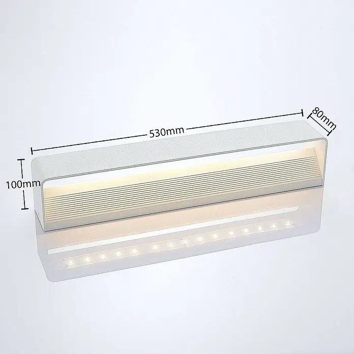 Lindby Wandleuchte Lonisa - L x B x H: 10 x 53 x 8 cm, weiß / opal, weiß / opal