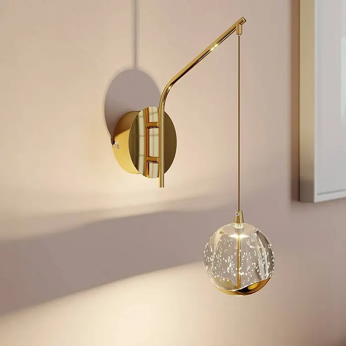 Lucande Wandleuchte Hayley - L x B x H: 17,8 x 9 x 34 cm, messing / gold, klar / transparent