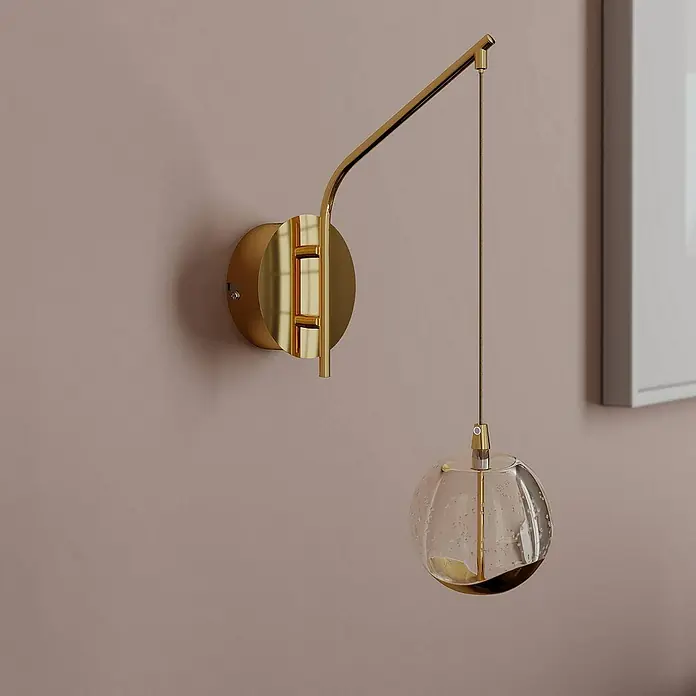 Lucande Wandleuchte Hayley - L x B x H: 17,8 x 9 x 34 cm, messing / gold, klar / transparent