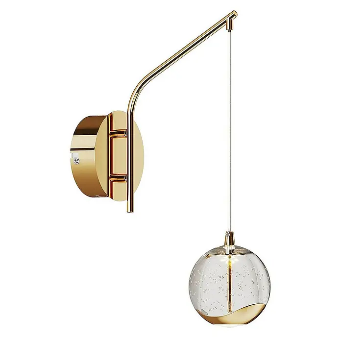 Lucande Wandleuchte Hayley - L x B x H: 17,8 x 9 x 34 cm, messing / gold, klar / transparent