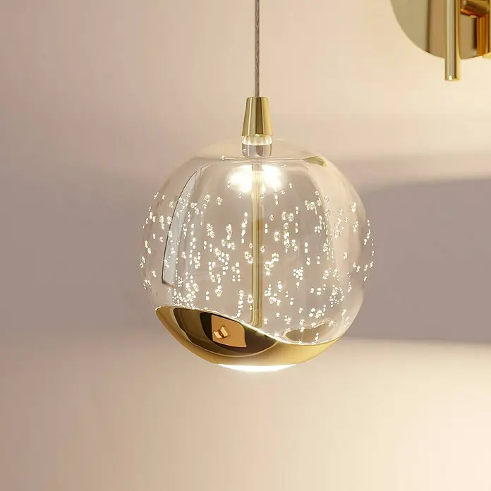 Lucande Wandleuchte Hayley - L x B x H: 17,8 x 9 x 34 cm, messing / gold, klar / transparent