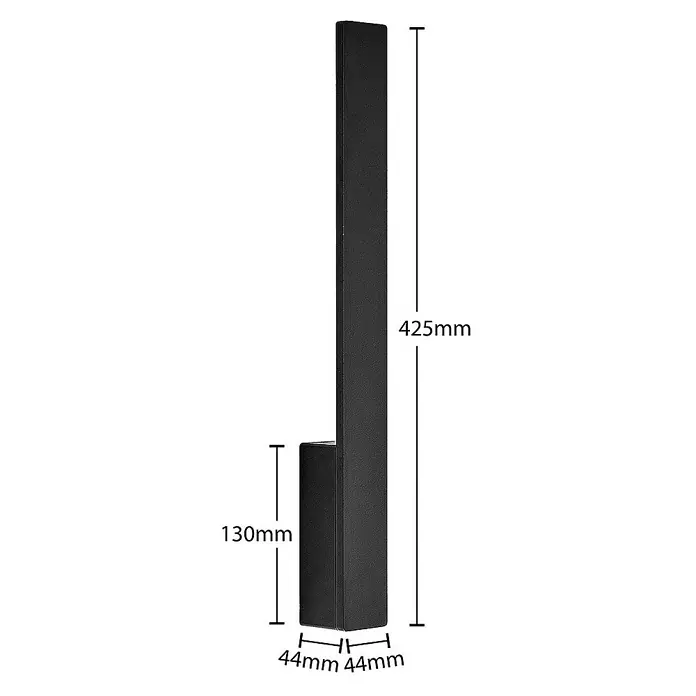Arcchio Wandleuchte Ivano - L x B x H: 4,4 x 4,4 x 42,5 cm, schwarz, schwarz