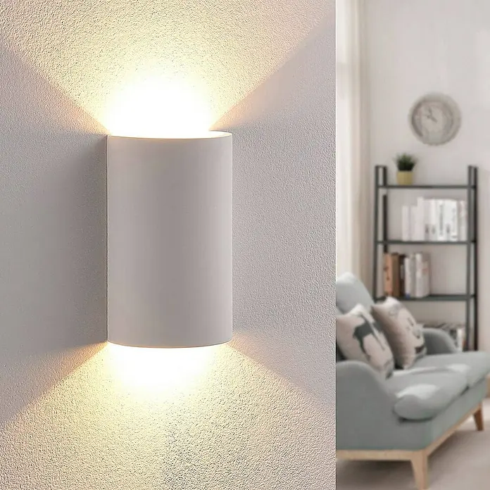 Lindby Wandleuchte Jenke - L x B x H: 6 x 10 x 16 cm, weiß / opal