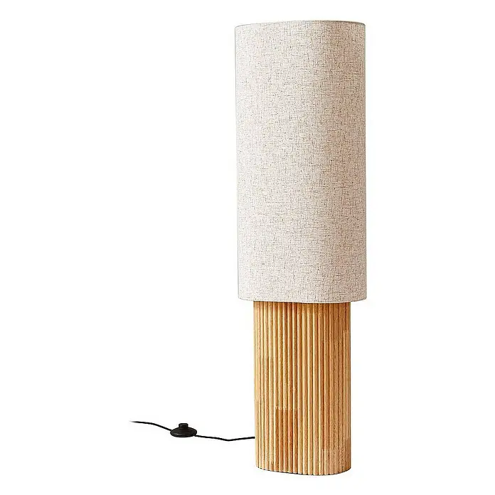 Lindby Stehleuchte Kimiko - Holz hell, creme / amber, E27