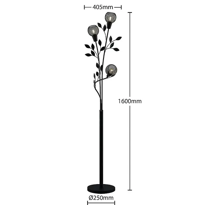 Lindby Stehleuchte Kanye - Höhe: 160 cm, schwarz, schwarz, E14