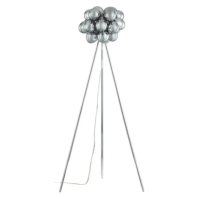 Lucande Stehleuchte Diborah - Höhe: 150 cm, alu / grau / zink, G9