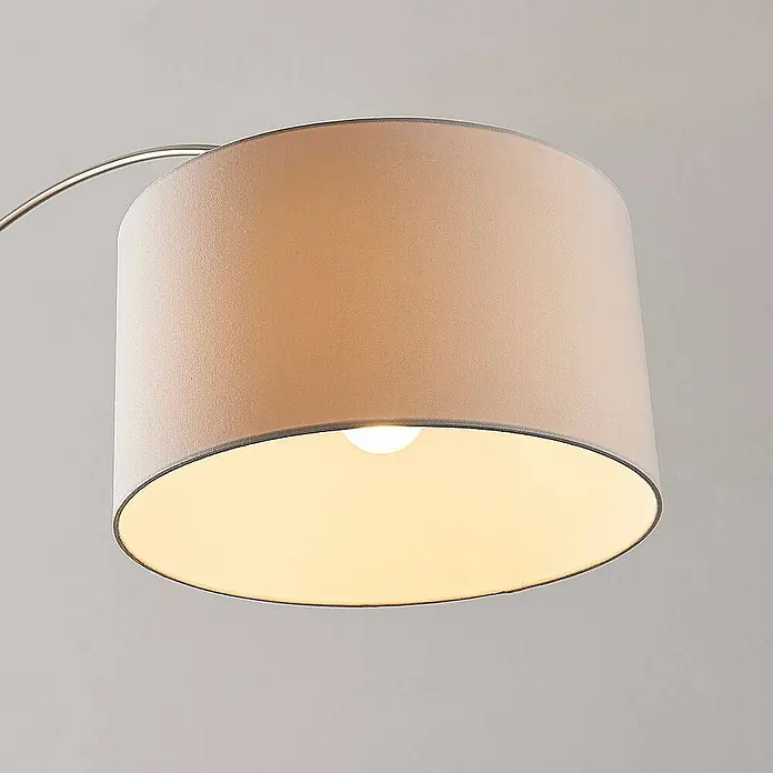 Lindby Stehleuchte Railyn - Höhe: 200 cm, alu / grau / zink, weiß / opal, E27