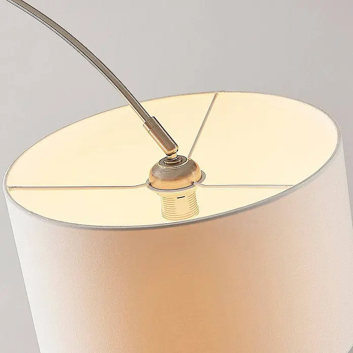 Lindby Stehleuchte Railyn - Höhe: 200 cm, alu / grau / zink, weiß / opal, E27