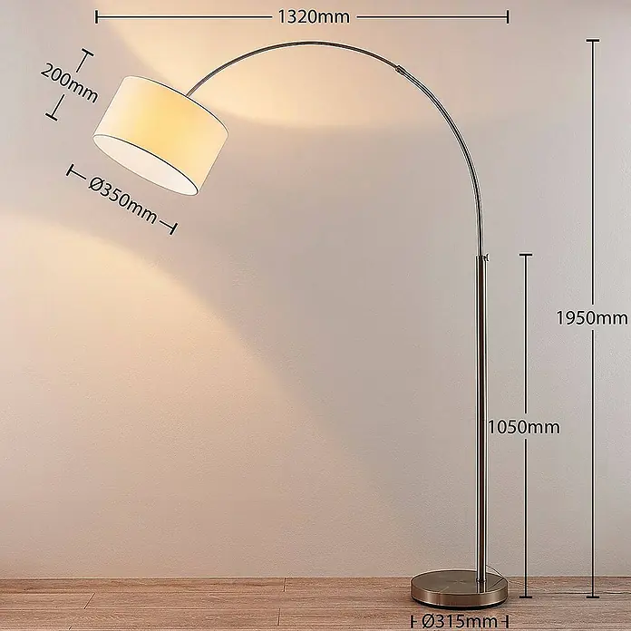 Lindby Stehleuchte Railyn - Höhe: 200 cm, alu / grau / zink, weiß / opal, E27