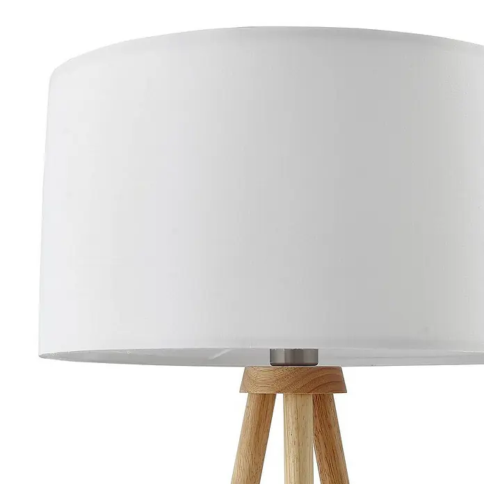 Lindby Stehleuchte Adamio - Höhe: 147 cm, Holz hell, weiß / opal, E27