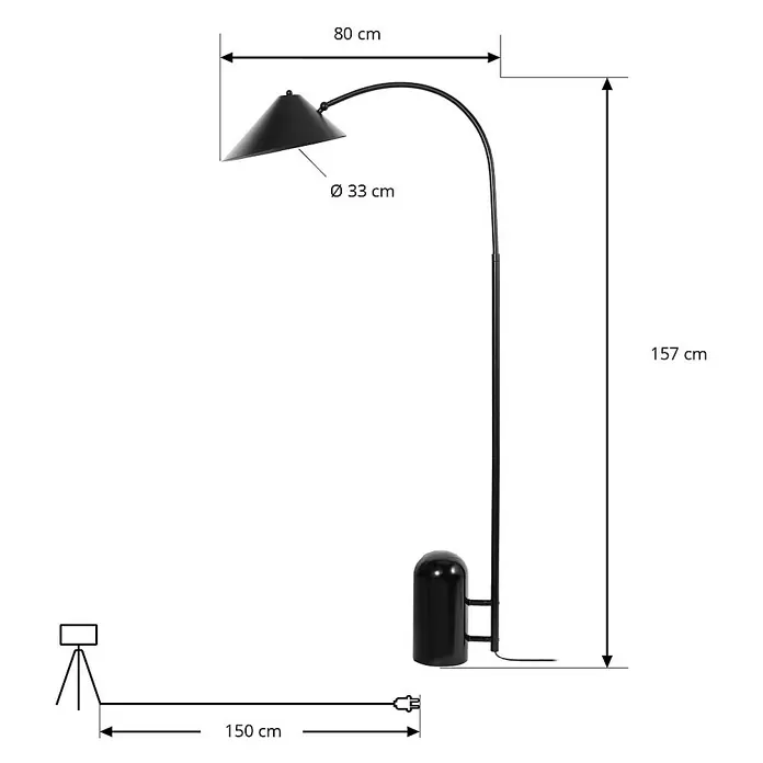 Lucande Stehleuchte Alviero - Höhe: 157 cm, schwarz, schwarz, E27