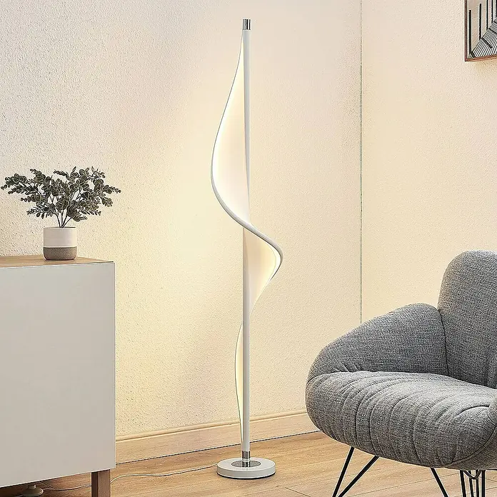 Lucande Stehleuchte Edano - Höhe: 154 cm, weiß / opal