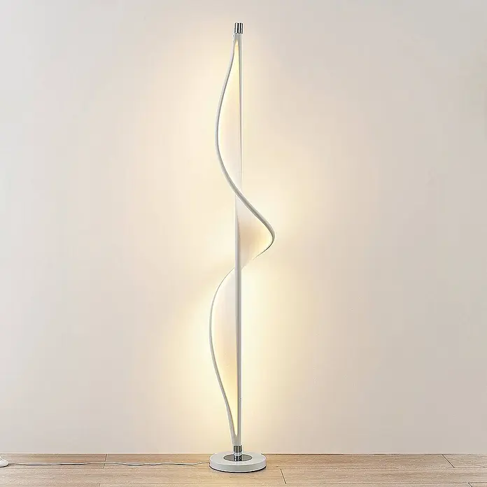 Lucande Stehleuchte Edano - Höhe: 154 cm, weiß / opal