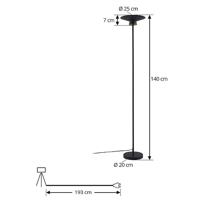 Lindby Stehleuchte Norvind - Höhe: 140 cm, schwarz