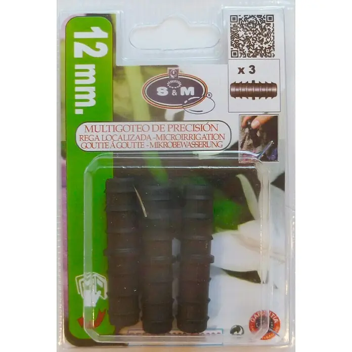 Conector para tubo de goteo - 12 mm, 3 ud. - Paquete de tres multigoteadores de precisión S&M de 12 mm para riego localizado y microirrigación, ideales para un riego dirigido.