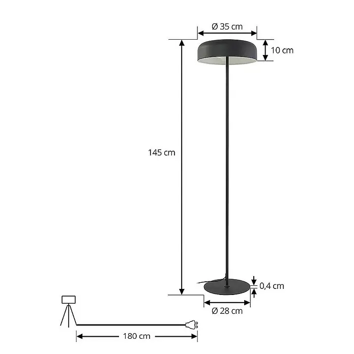 Lindby Stehleuchte Edion - Höhe: 145 cm, schwarz, schwarz, E27