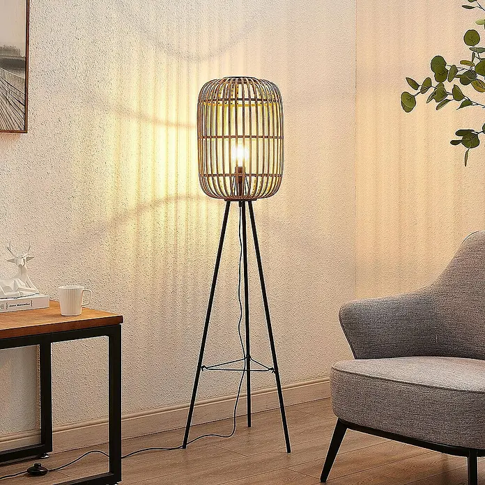Lindby Stehleuchte Canyana - Höhe: 139 cm, Holz hell, E27