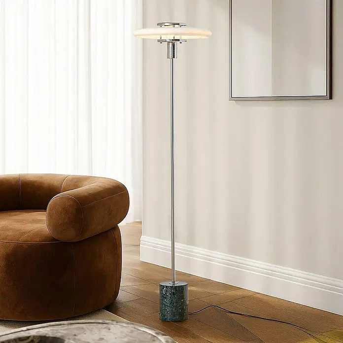 Lindby Stehleuchte Branford - Höhe: 130 cm, grün, weiß / opal, E27