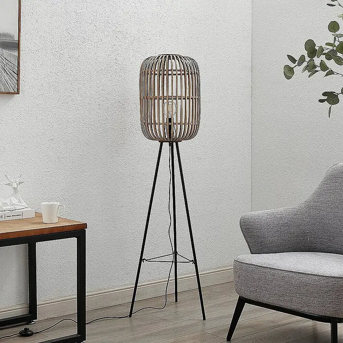 Lindby Stehleuchte Canyana - Höhe: 139 cm, Holz hell, E27