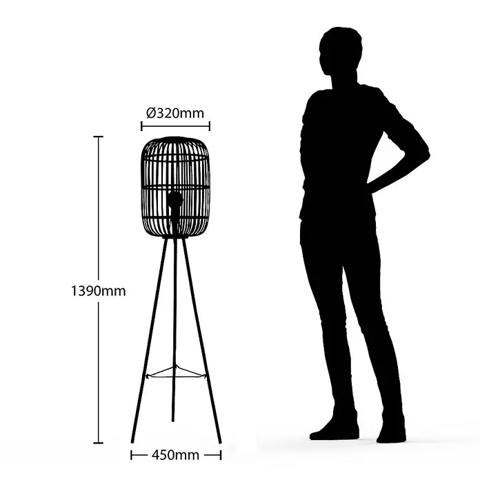 Lindby Stehleuchte Canyana - Höhe: 139 cm, Holz hell, E27