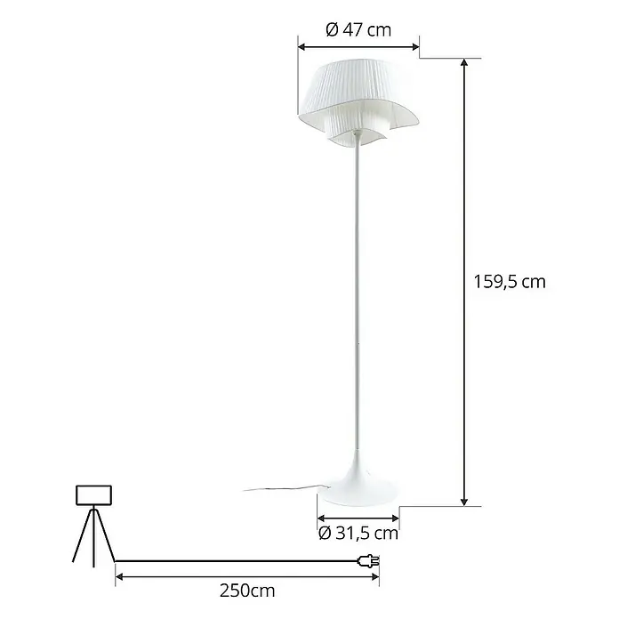 Lindby Stehleuchte Eryndor - Höhe: 159,5 cm, weiß / opal, weiß / opal, E27
