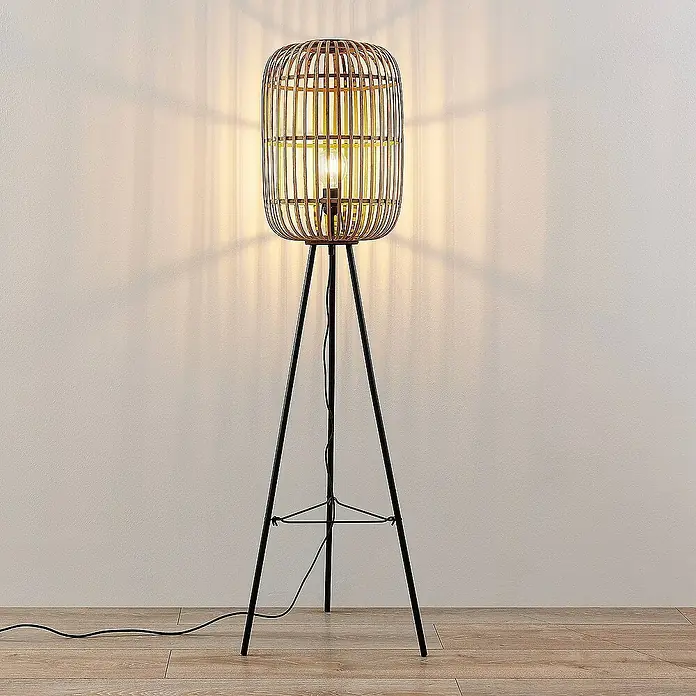 Lindby Stehleuchte Canyana - Höhe: 139 cm, Holz hell, E27