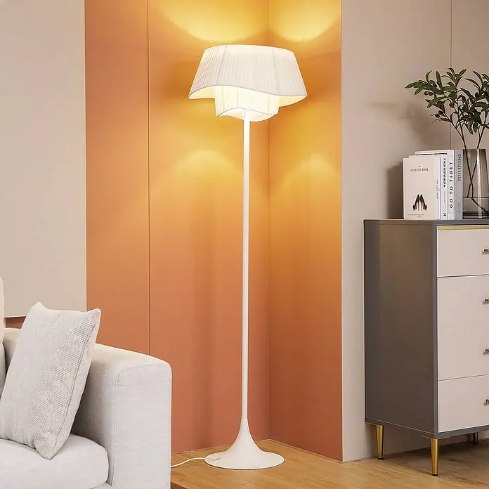 Lindby Stehleuchte Eryndor - Höhe: 159,5 cm, weiß / opal, weiß / opal, E27