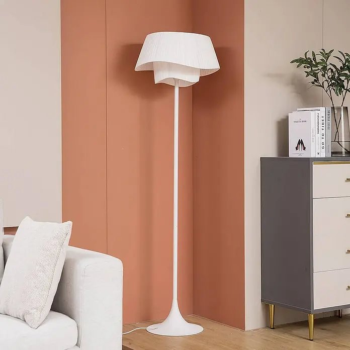 Lindby Stehleuchte Eryndor - Höhe: 159,5 cm, weiß / opal, weiß / opal, E27