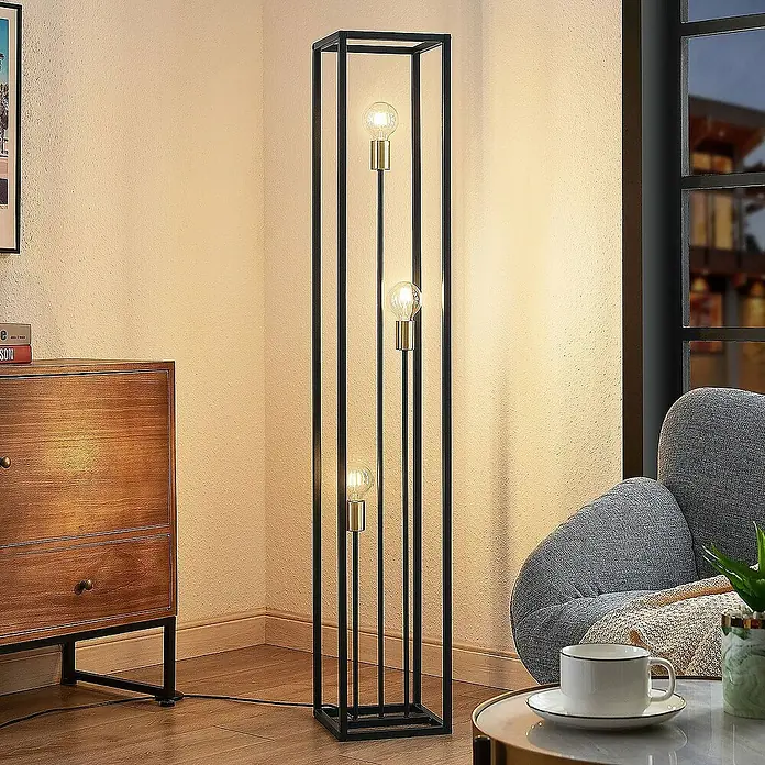 Lindby Stehleuchte Tiliane - Höhe: 153 cm, schwarz, E27