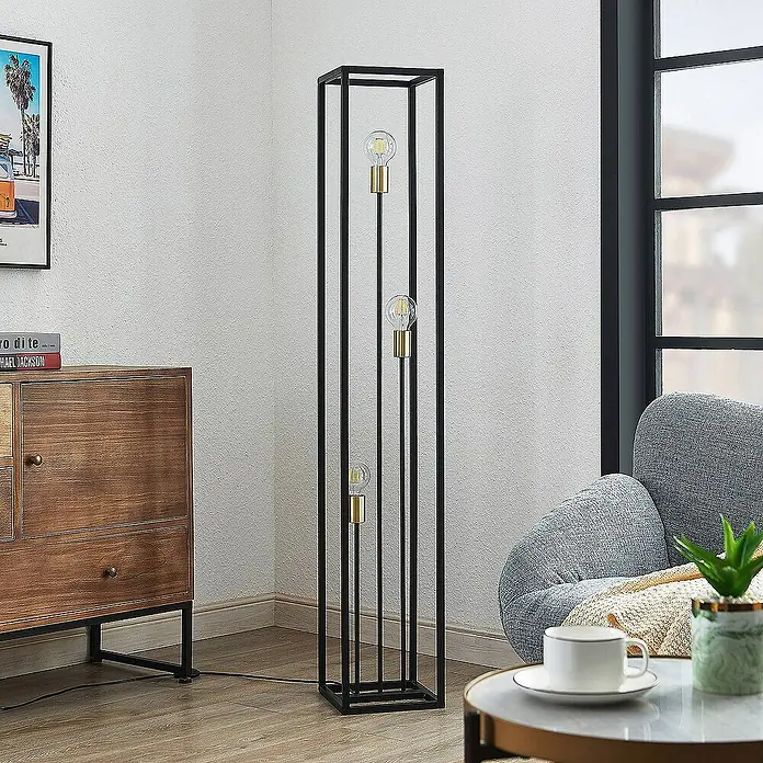 Lindby Stehleuchte Tiliane - Höhe: 153 cm, schwarz, E27