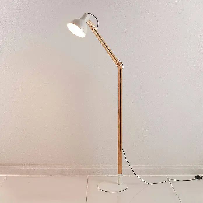Lindby Stehleuchte Shivanja - Höhe: 146 cm, Holz hell, E27