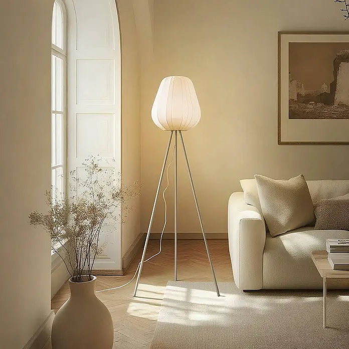 Lindby Stehleuchte Helin - creme / amber, creme / amber, E27