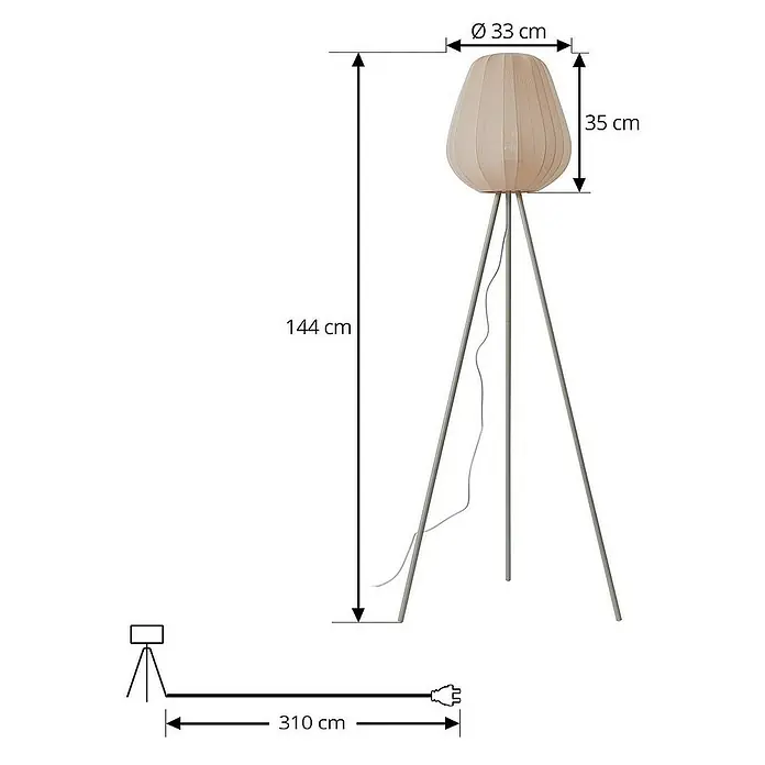 Lindby Stehleuchte Helin - creme / amber, creme / amber, E27