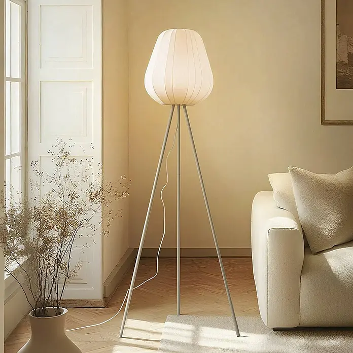 Lindby Stehleuchte Helin - creme / amber, creme / amber, E27