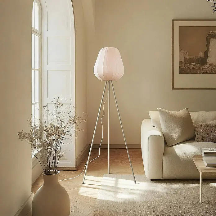 Lindby Stehleuchte Helin - creme / amber, creme / amber, E27